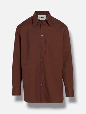 Jil Sander Men's Brown 53 Button-Front Shirt Size 16